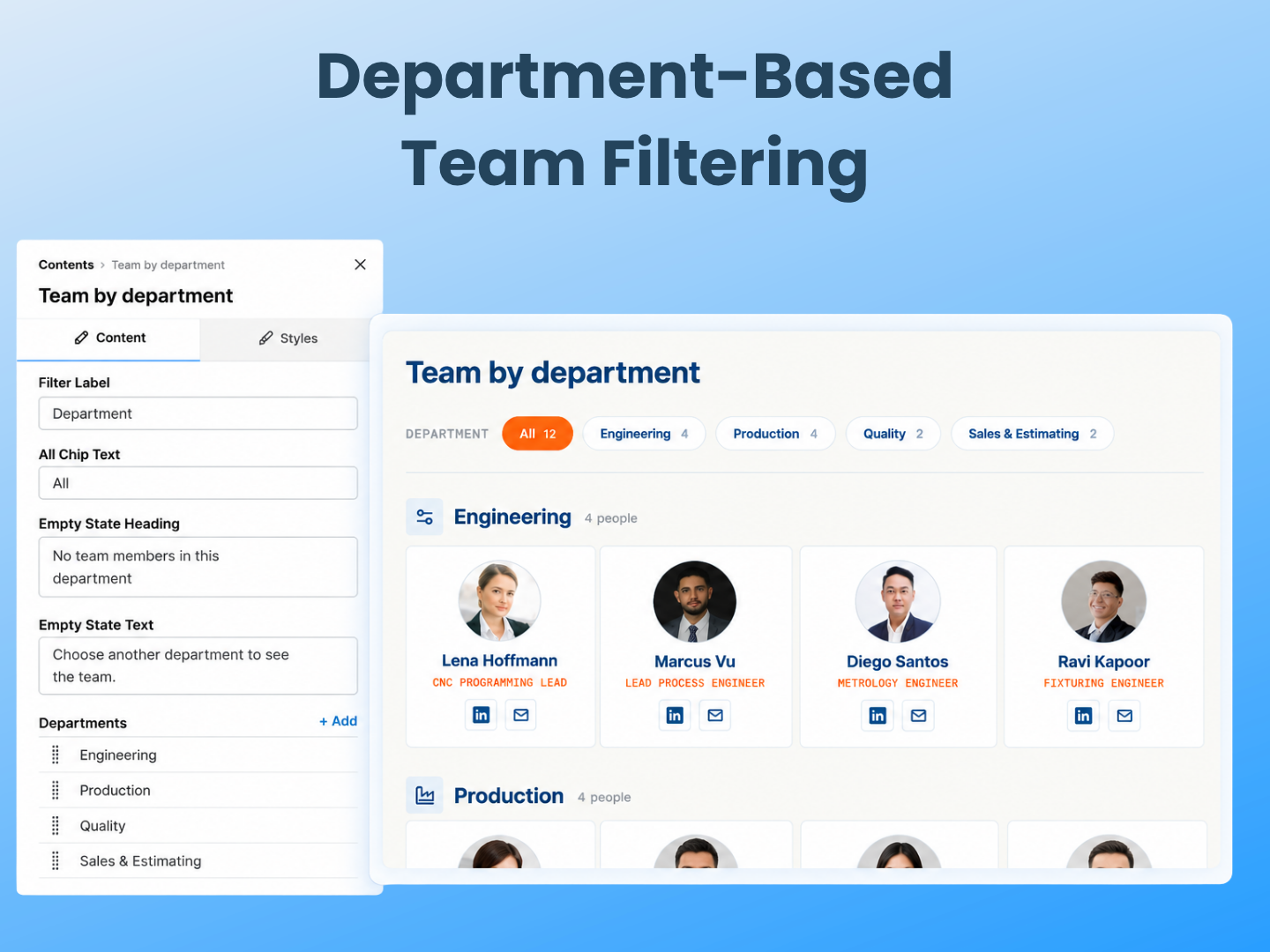 Department-Based Team Filtering